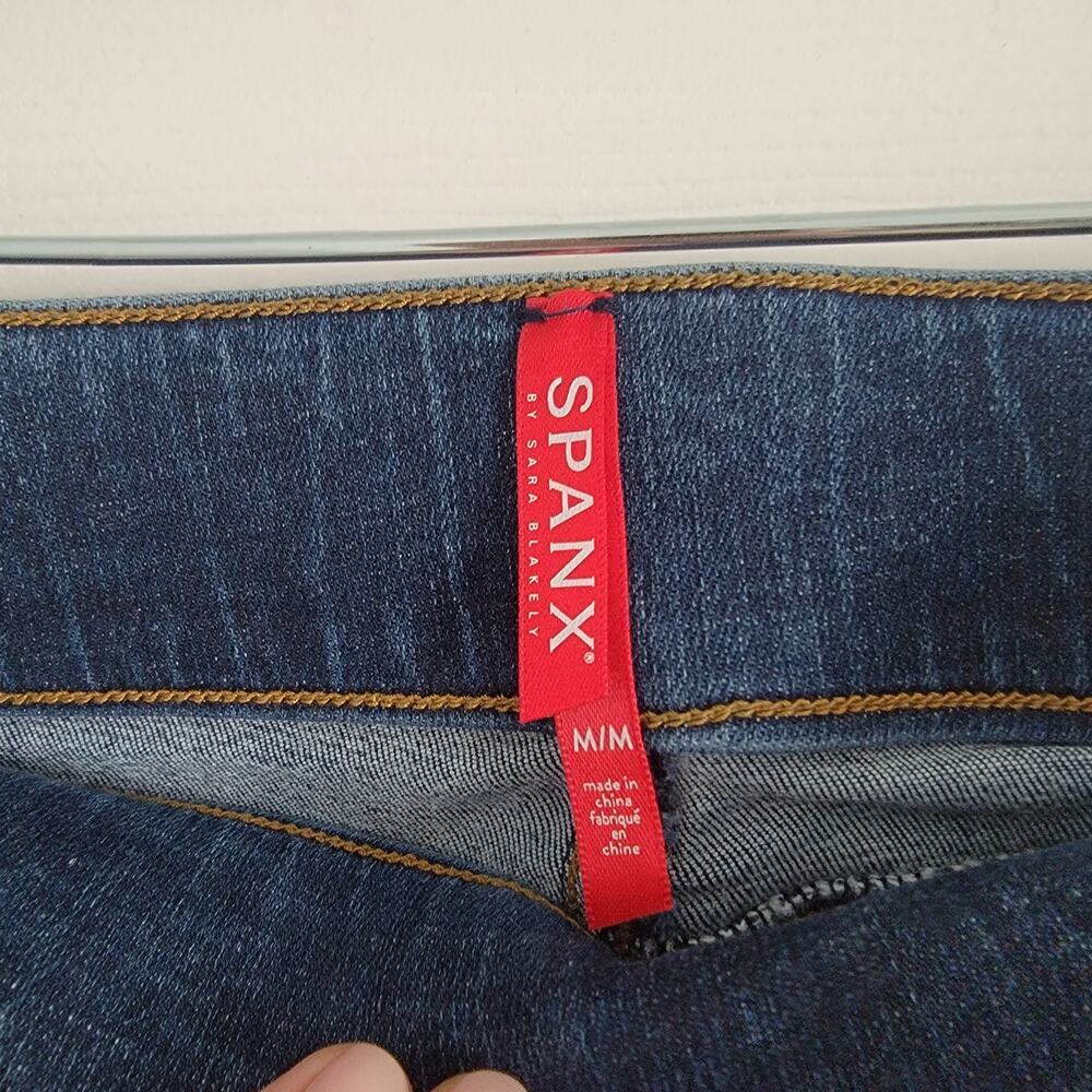 Spanx Stretch Skinny Jean Tummy Control Pannel Distressed Raw Hem Women's Medium - Picture 5 of 6